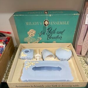 New Vintage Vanity Dressing Table Set Milady's Ensemble for Bath & Boudoir